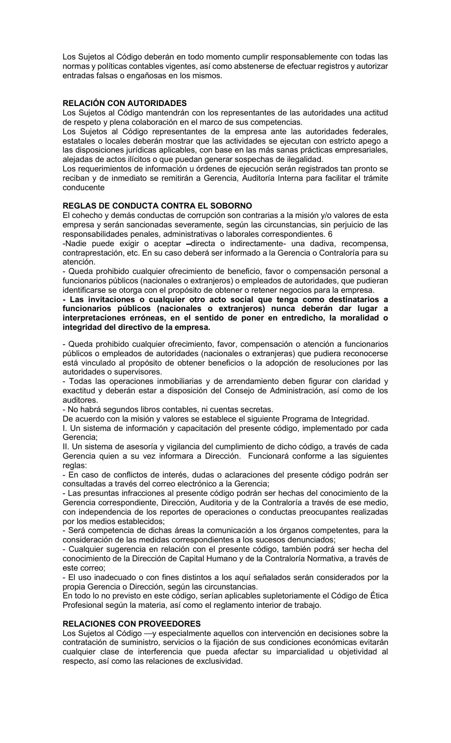 Página 4 del Código de Conducta de Rilo Rent